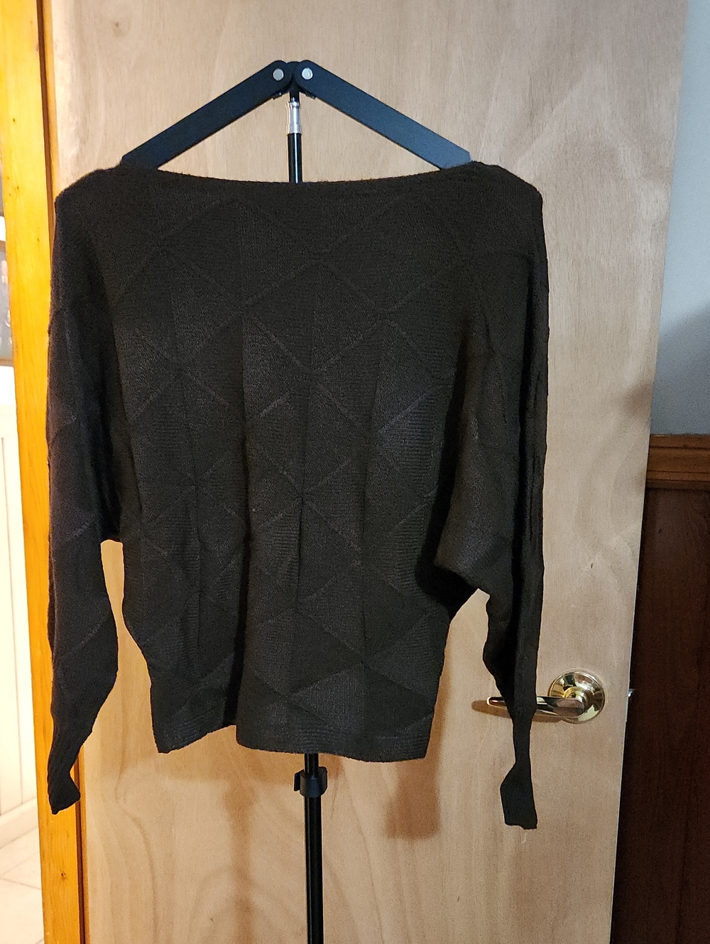 Women's Brown Boatneck Textured Sweater